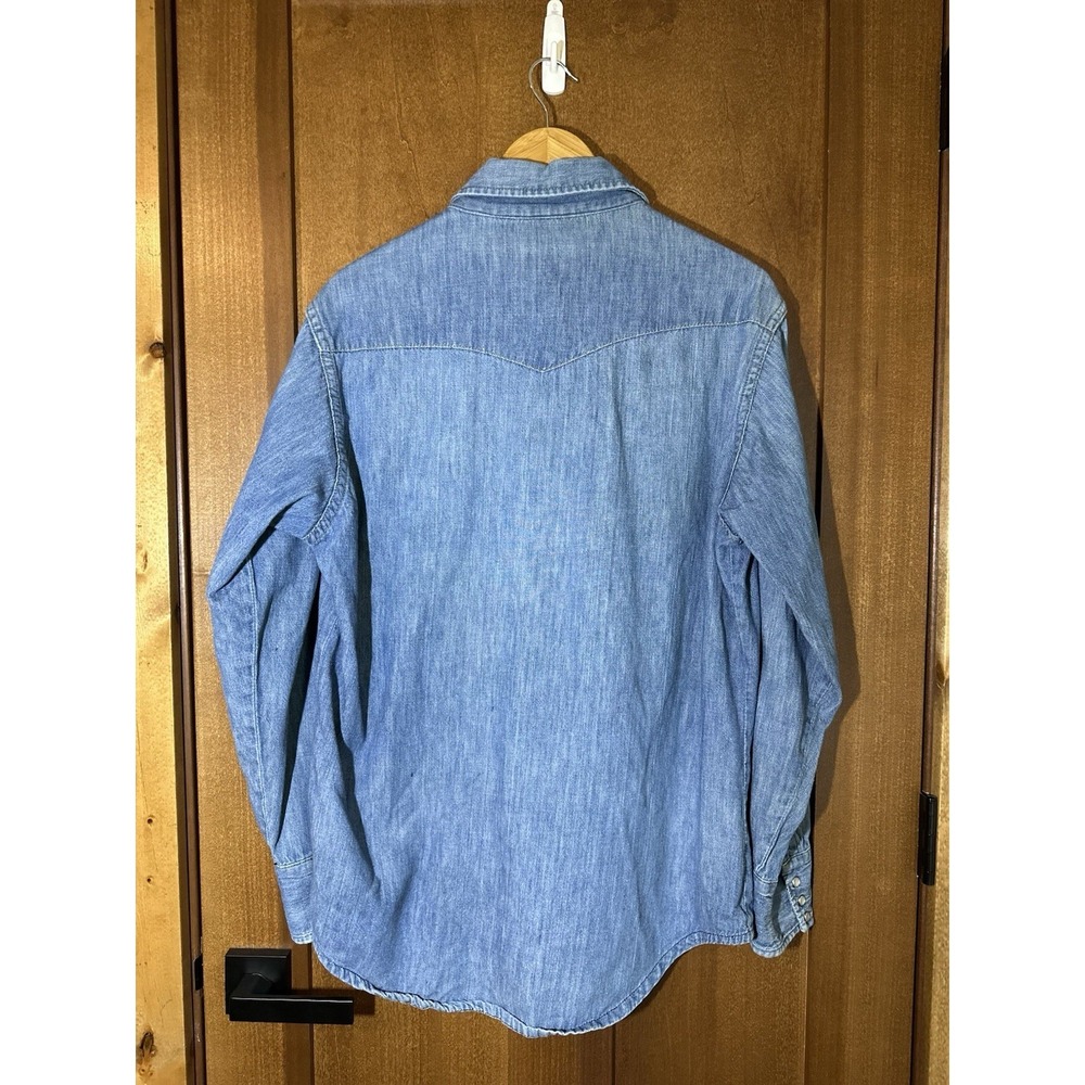 Vintage Sears Western Wear Denim Snap Shirt Mens Large Blue Pearl Snaps USA 16 - Picture 3 of 5